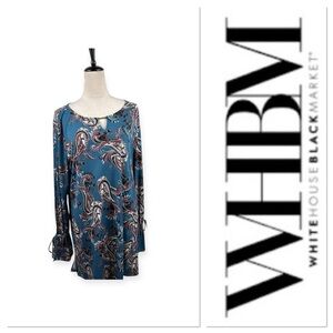 White House Black Market paisley print top with split sleeve ties size XL